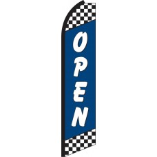 Open Blue Checkered Swooper Feather Flag