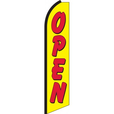NOW OPEN Yellow Red FLUTTER FEATHER FLAG Swooper Advertising Sign Bow Banner 