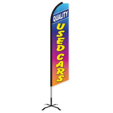 Quality Used Cars Rainbow Swooper Feather Flag