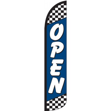 Open Blue Checkered Wind-Free Feather Flag