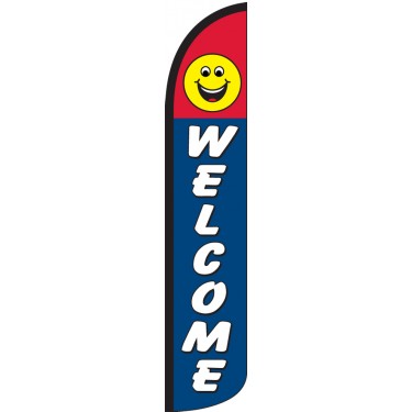 Welcome Smiley Face Wind-Free Feather Flag