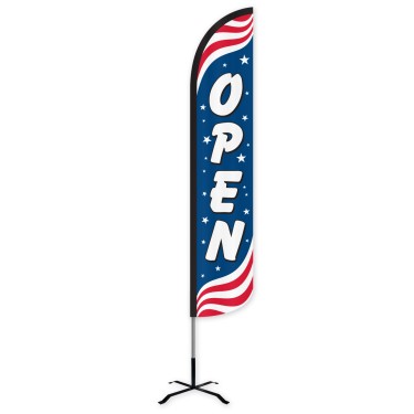 Open Patriotic Wind-Free Feather Flag