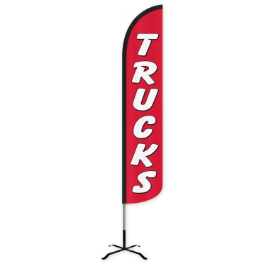 Trucks (Red & White) Wind-Free Feather Flag