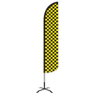 Checkered Black/Yellow Wind-Free Feather Flag