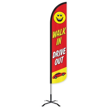 Walk In Drive Out Wind-Free Feather Flag