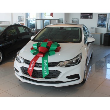 30" Red/Green "Happy Holidays" Car Bow